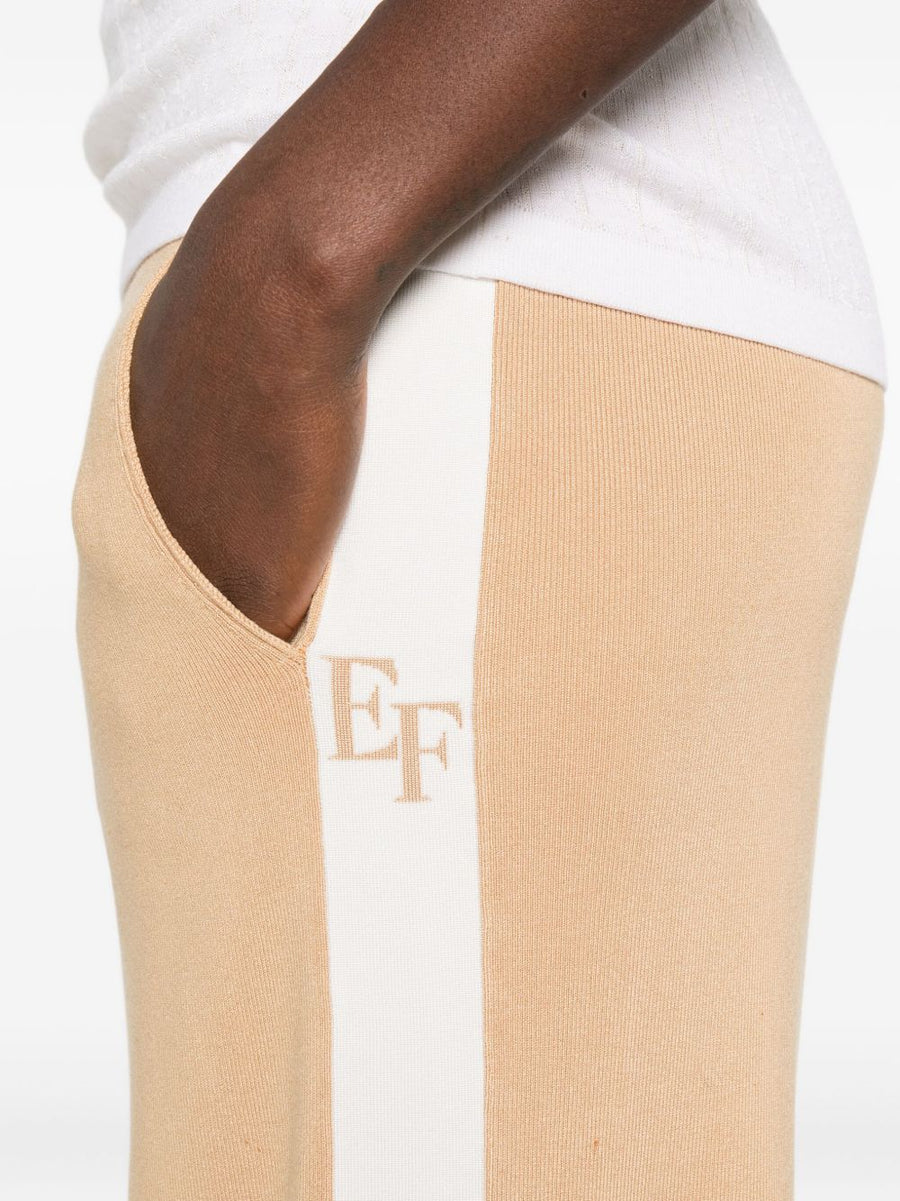 Elisabetta Franchi Tricot Trousers Beige Luxurious Elastic Waistband Subtle Logo Women FW25