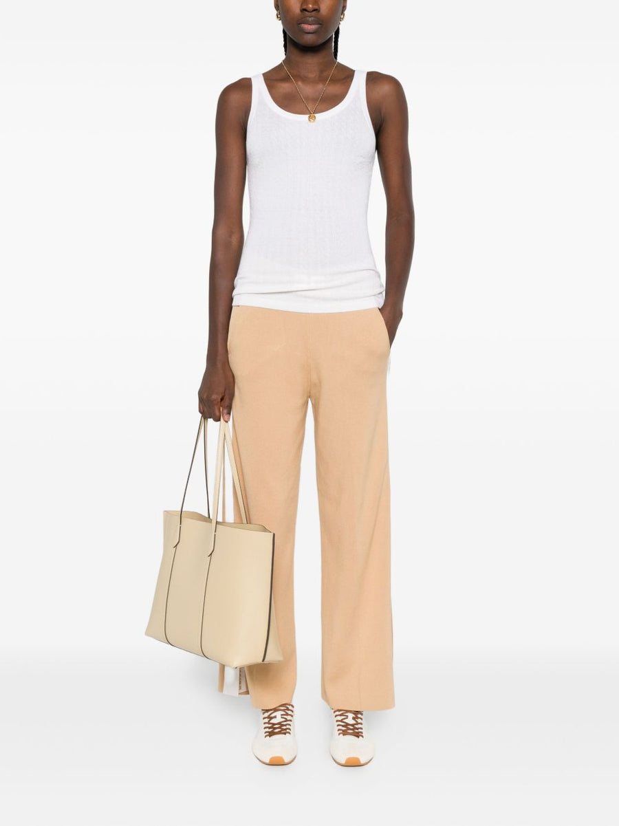 Elisabetta Franchi Wool Blend Tank Top For Women Ivory Lux Knit Layering Essential Sleeveless Scoop Neck