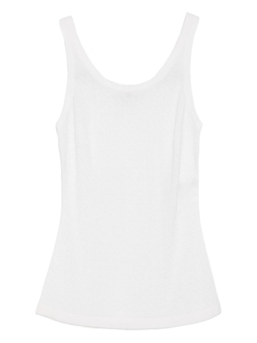 Elisabetta Franchi Wool Blend Tank Top For Women Ivory Lux Knit Layering Essential Sleeveless Scoop Neck