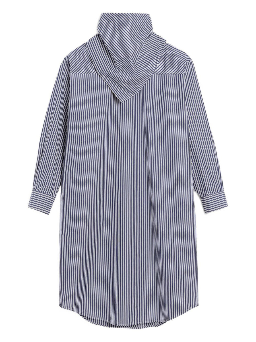 Ami Paris Bandana Cotton Dress For Women Versatile Day To Night Royal Blue Stripes