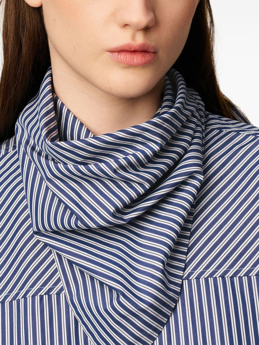 Ami Paris Bandana Cotton Dress For Women Versatile Day To Night Royal Blue Stripes