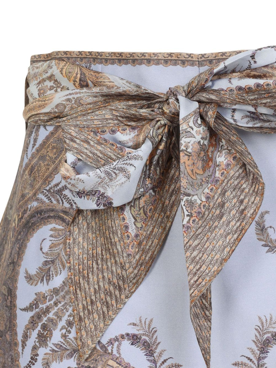 Zimmermann Paisley Print Silk Cotton Shorts For Women Resort Luxe Lilac Self Tie Belt