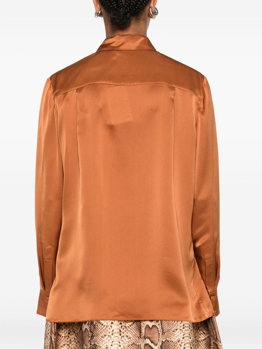 Zimmermann Embroidered Silk Shirt For Women Luxury Satin Silk Top With Exquisite Embroidery Brown