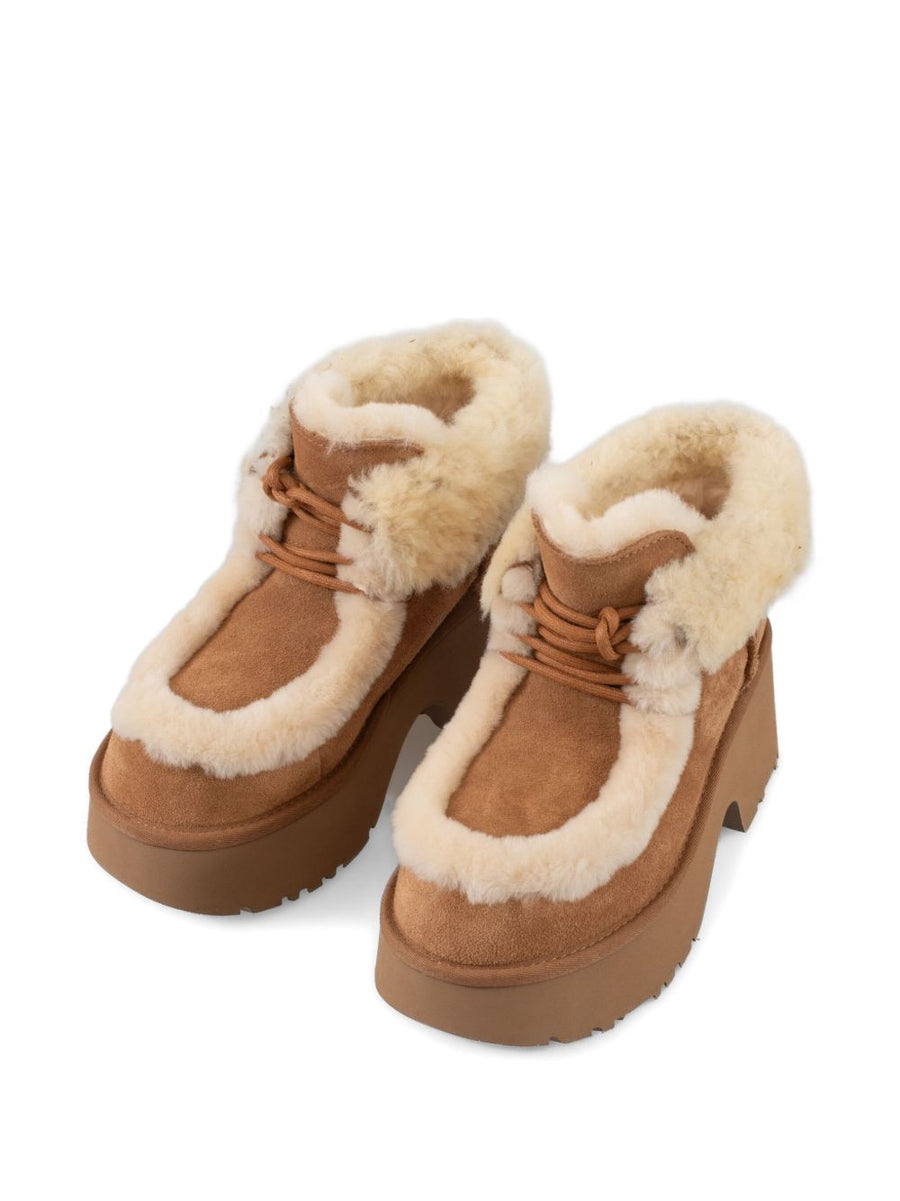 UGG Esmee Lace Up Boots for Women Premium Suede Shearling Warmth Platform Block Heel