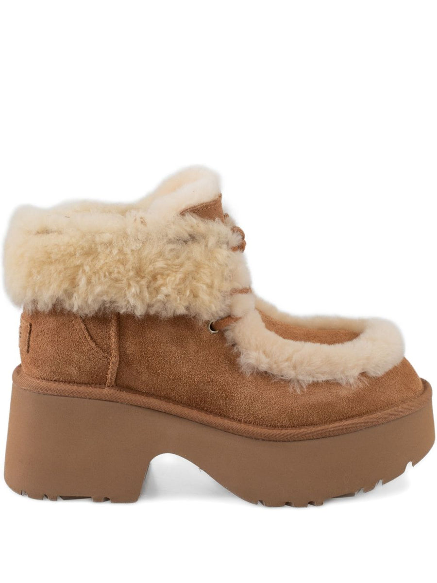 UGG Esmee Lace Up Boots for Women Premium Suede Shearling Warmth Platform Block Heel