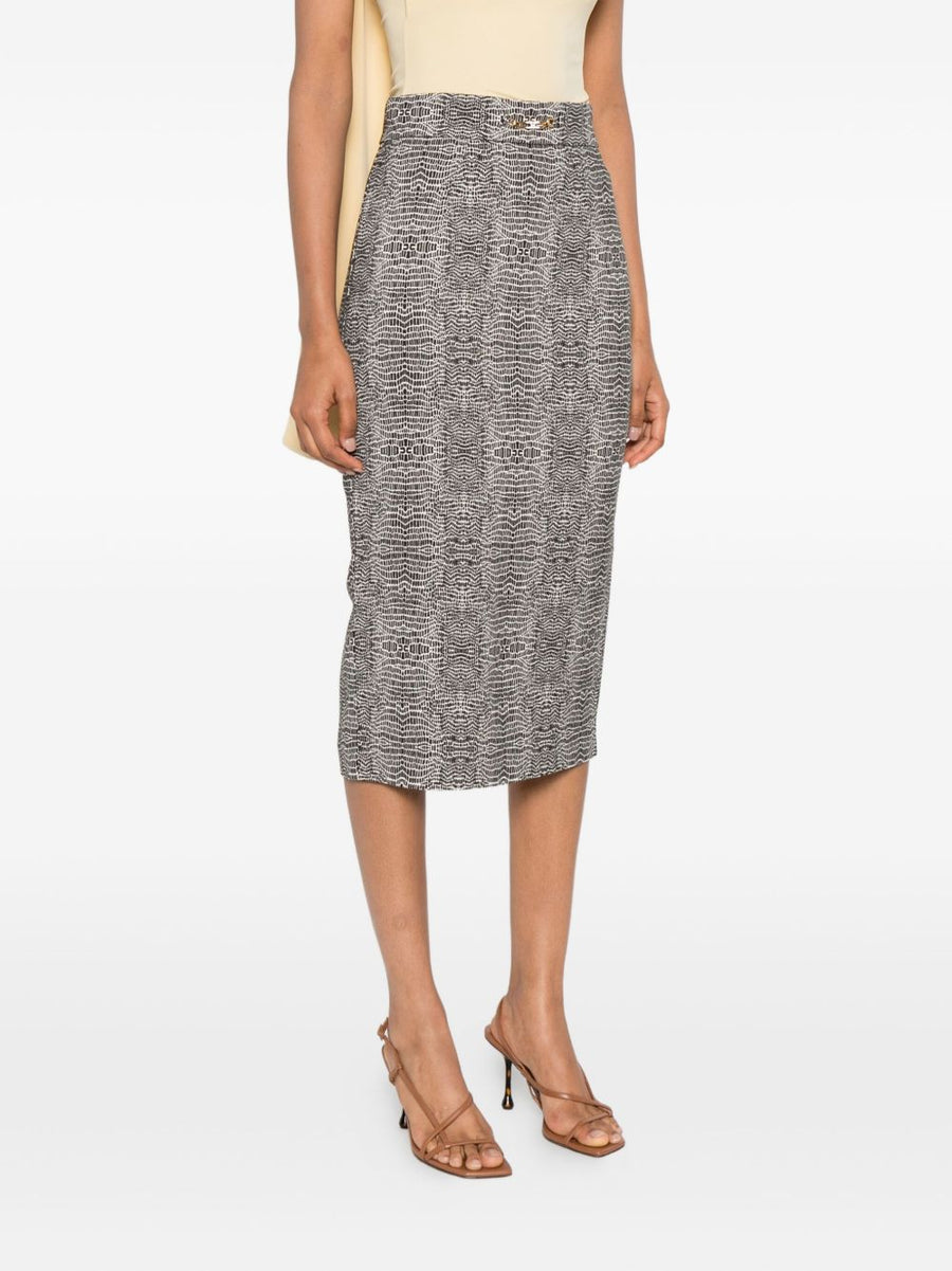 Elisabetta Franchi Midi Skirt Black With Gold Tone Hardware For Women Polished Timeless