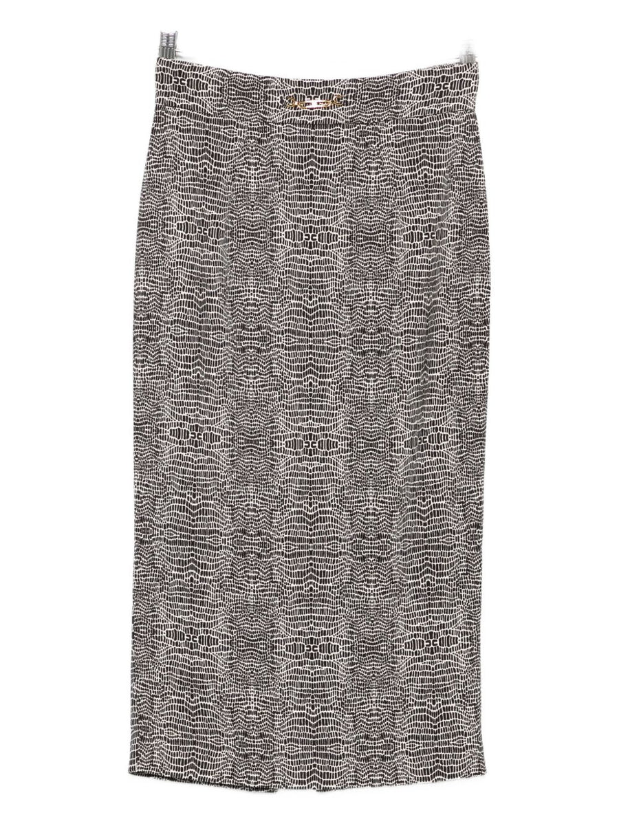 Elisabetta Franchi Midi Skirt Black With Gold Tone Hardware For Women Polished Timeless