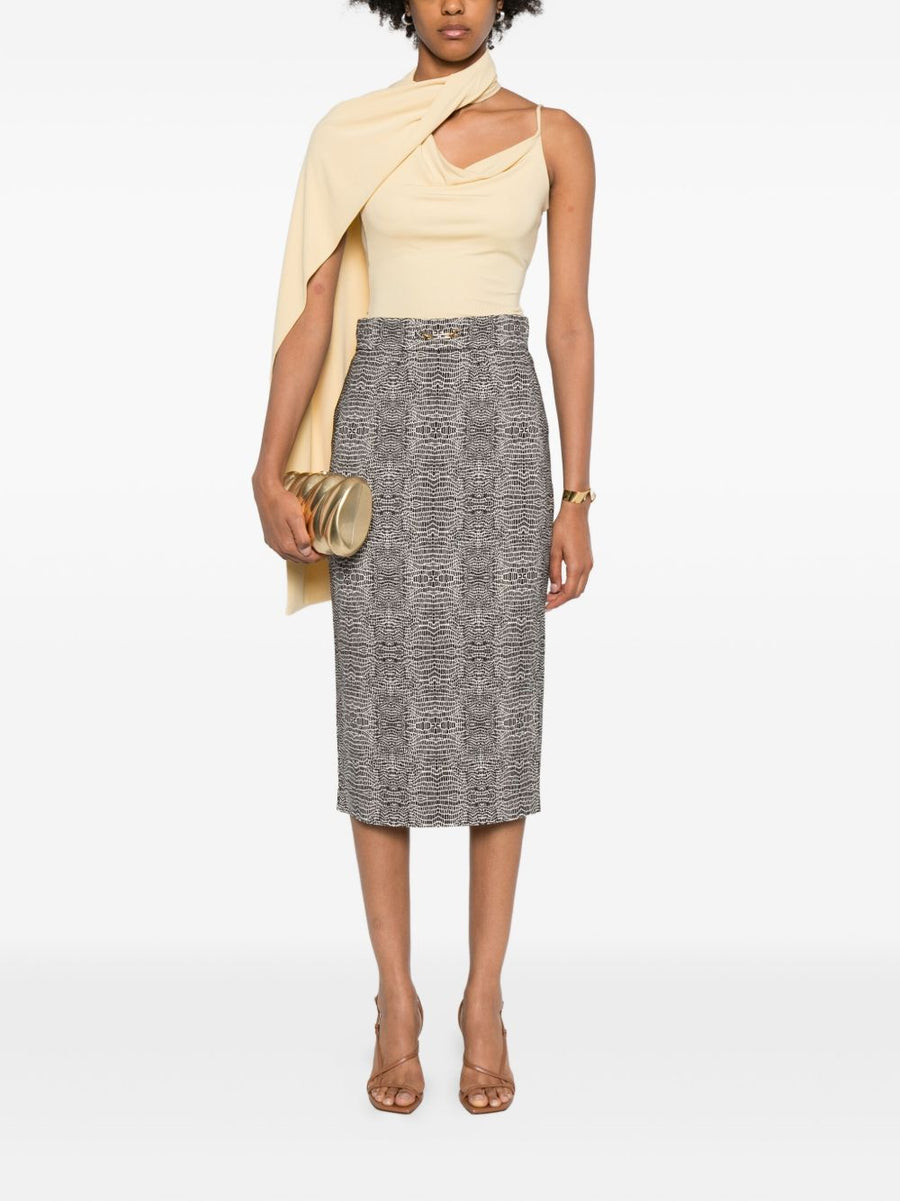 Elisabetta Franchi Midi Skirt Black With Gold Tone Hardware For Women Polished Timeless