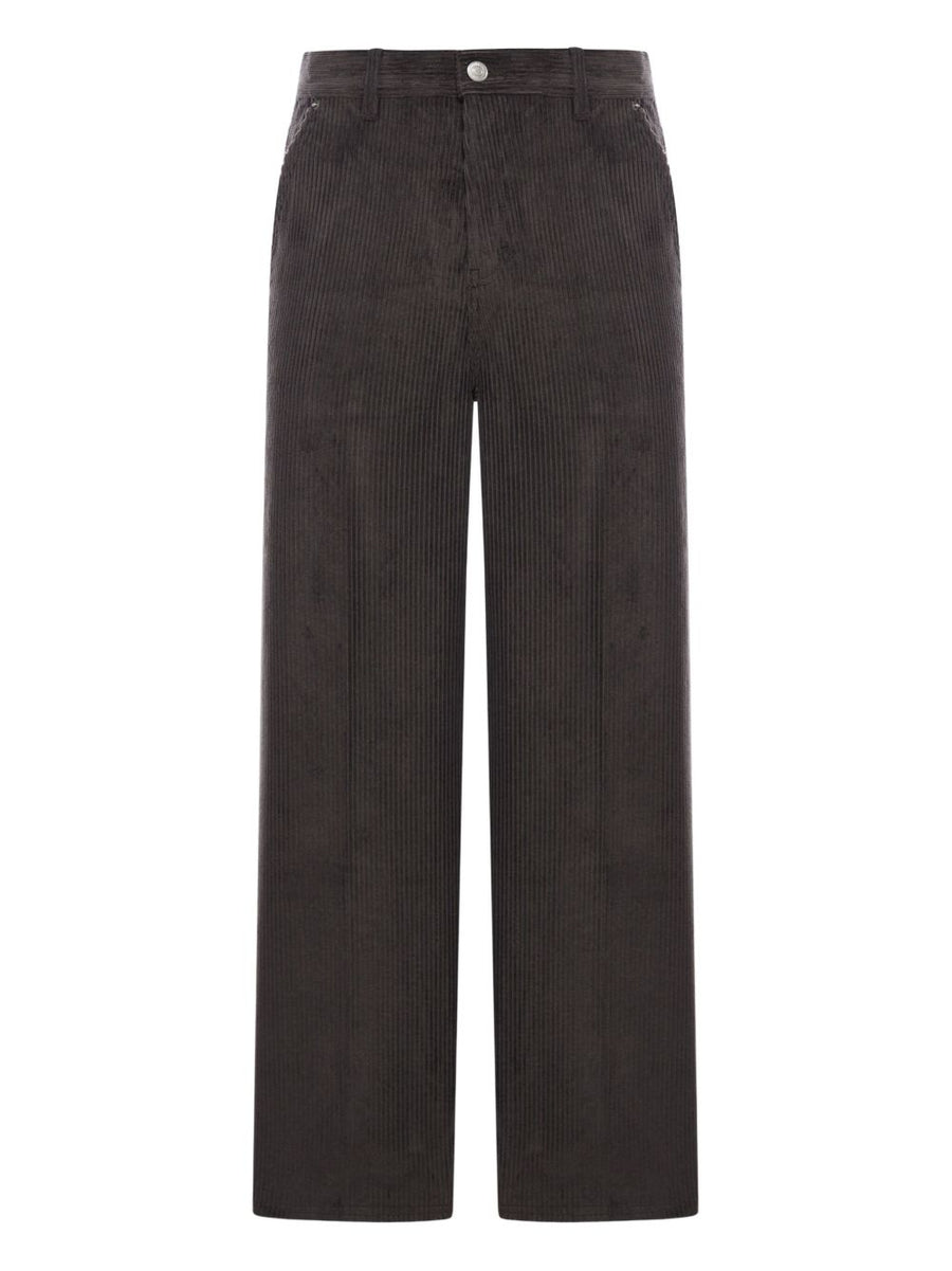 Ami Paris Men's Corduroy Cotton Trousers Dark Grey Modern Silhouette True To Size Everyday Essential