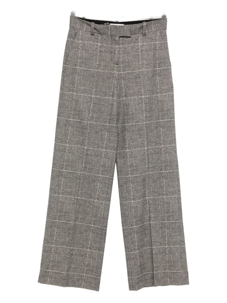 Circolo 1901 Cotton Wide Leg Trousers For Women Chic Versatile Checkered Tailored Style