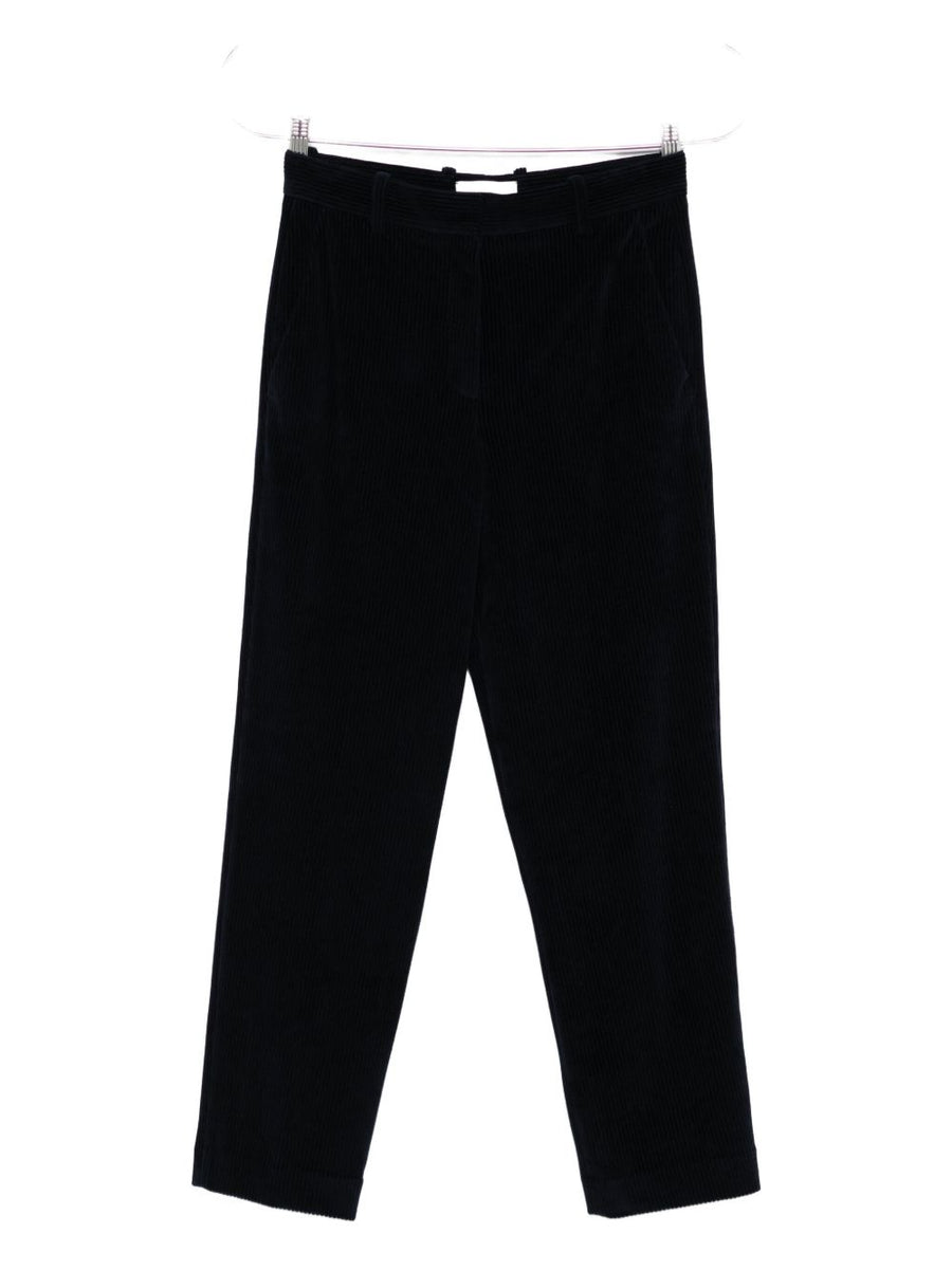 Circolo 1901 Women's Corduroy Cotton Trousers Dark Blue, Tailored Everyday Comfort