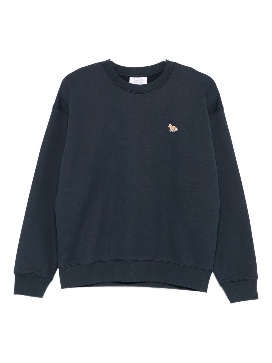 Maison Kitsuné Fox Embroidered Blue Cotton Sweatshirt For Women With Signature Fox Motif