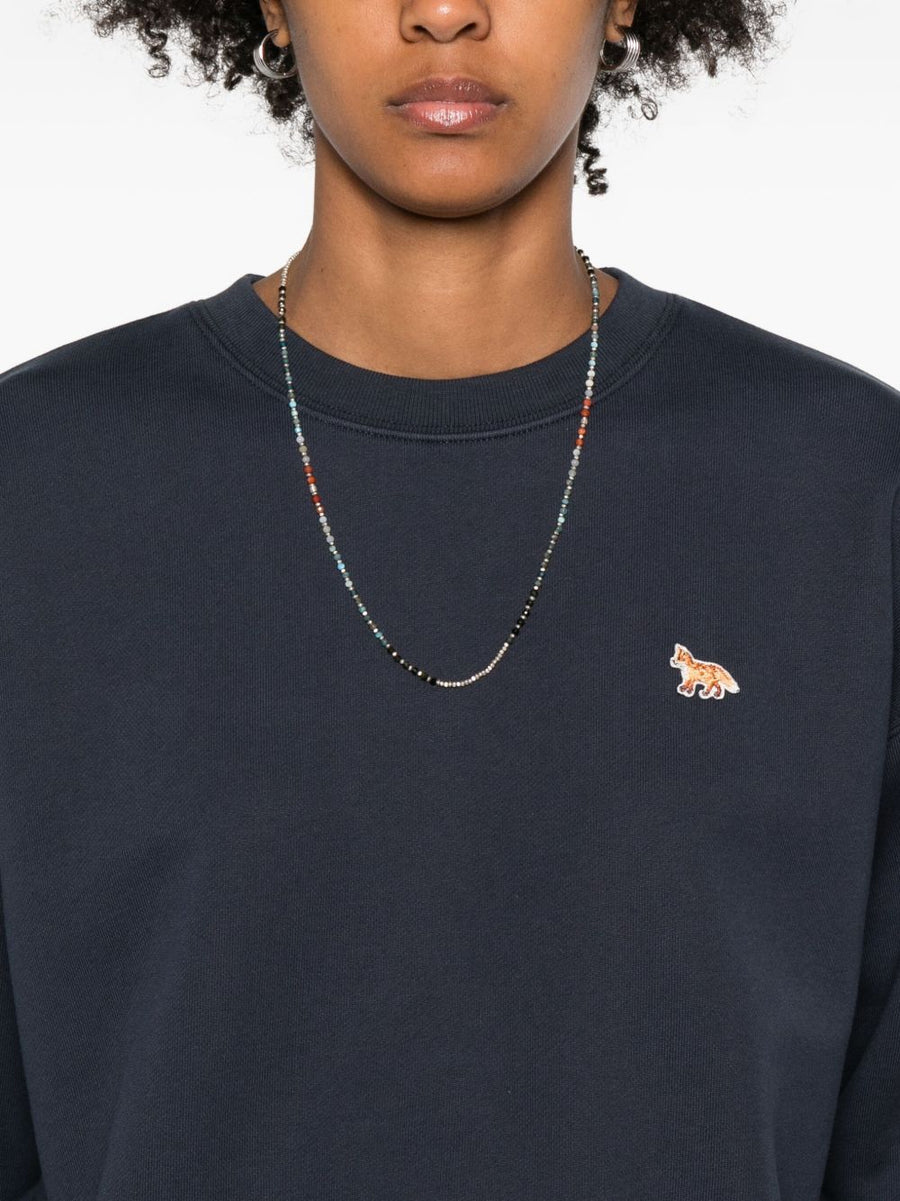 Maison Kitsuné Fox Embroidered Blue Cotton Sweatshirt For Women With Signature Fox Motif