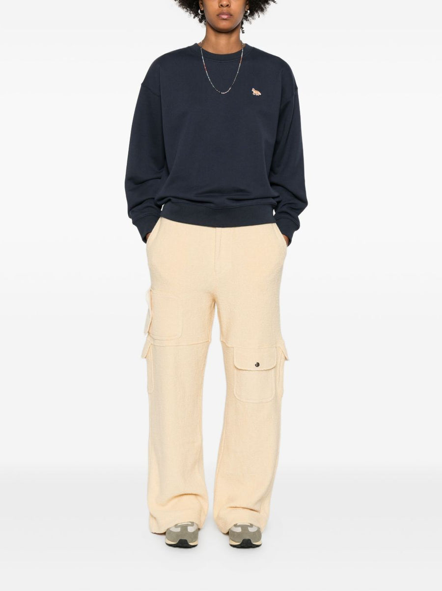 Maison Kitsuné Fox Embroidered Blue Cotton Sweatshirt For Women With Signature Fox Motif