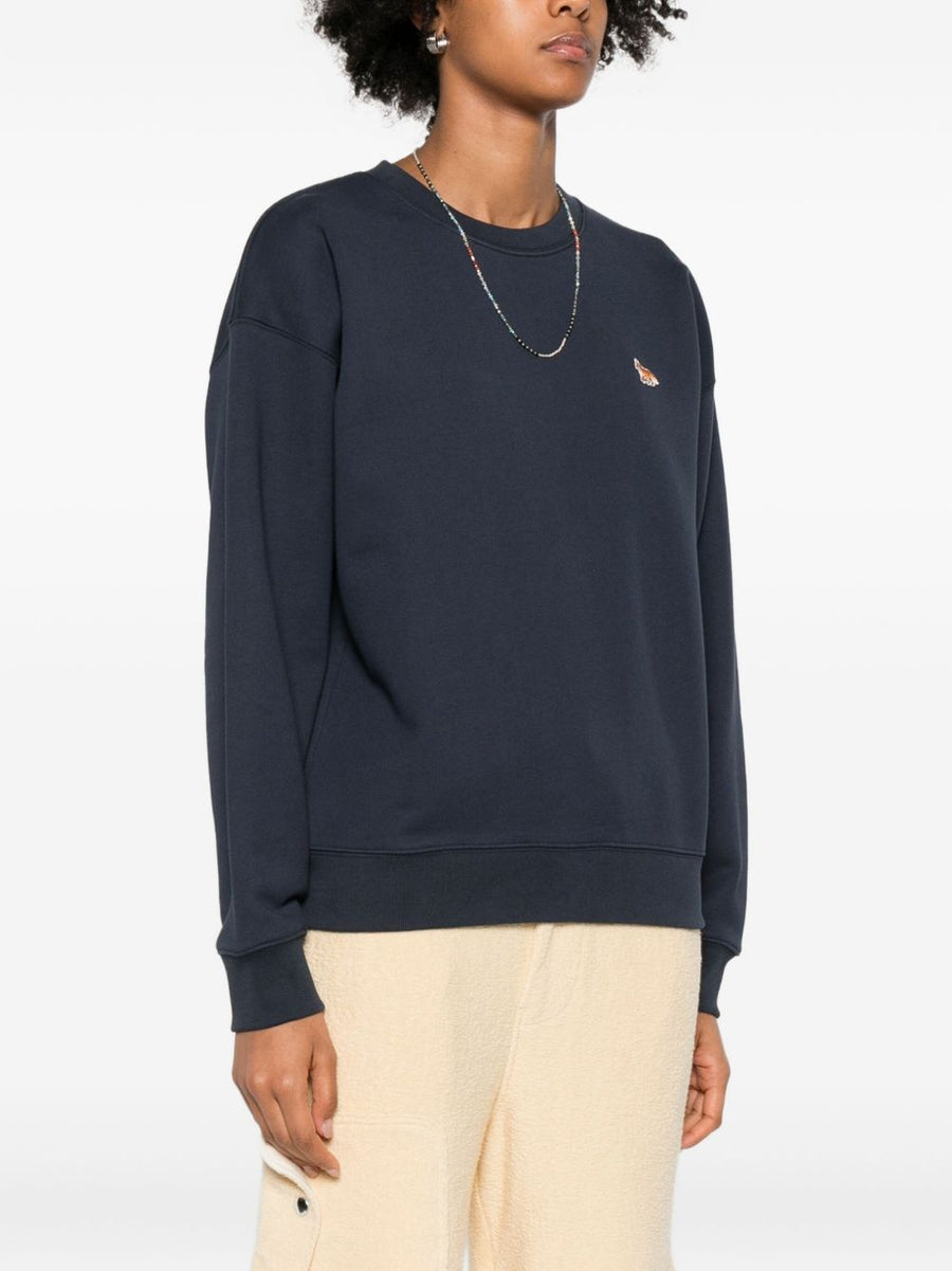Maison Kitsuné Fox Embroidered Blue Cotton Sweatshirt For Women With Signature Fox Motif