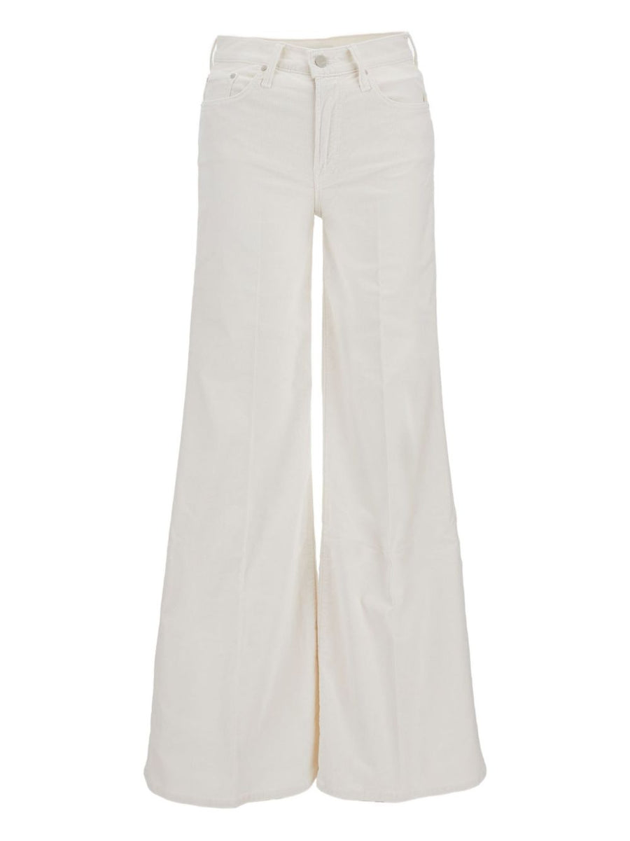 Mother Twister Sneak Jeans For Women In White Modern Silhouette Comfortable Cotton Blend