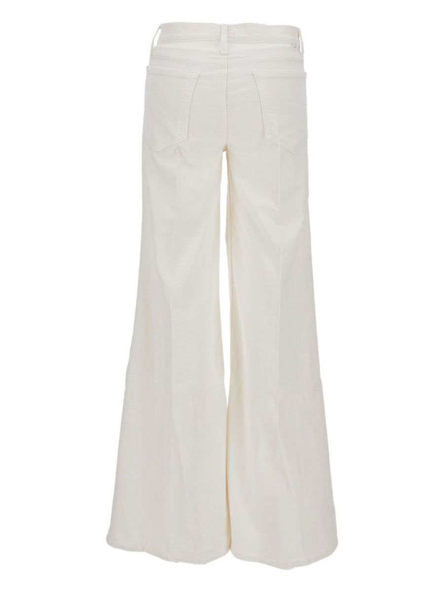Mother Twister Sneak Jeans For Women In White Modern Silhouette Comfortable Cotton Blend