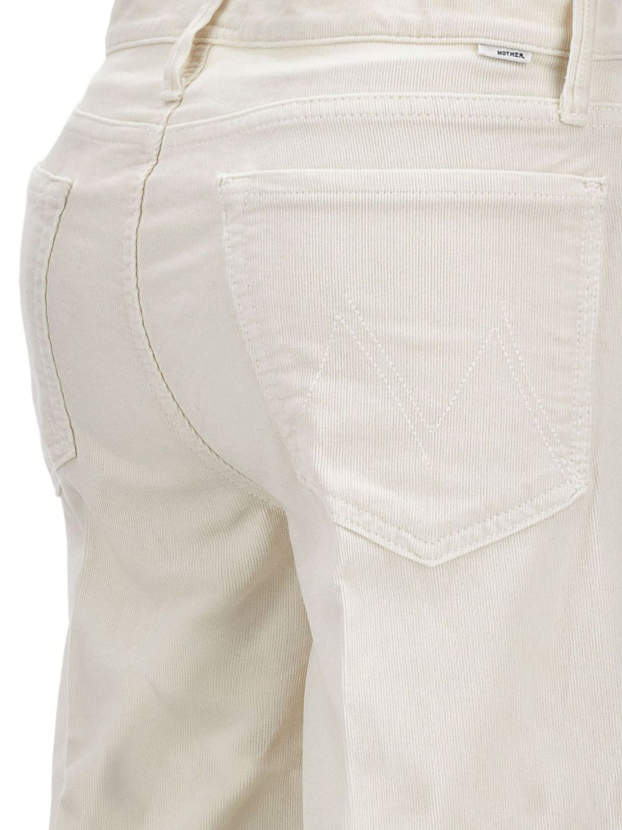 Mother Twister Sneak Jeans For Women In White Modern Silhouette Comfortable Cotton Blend