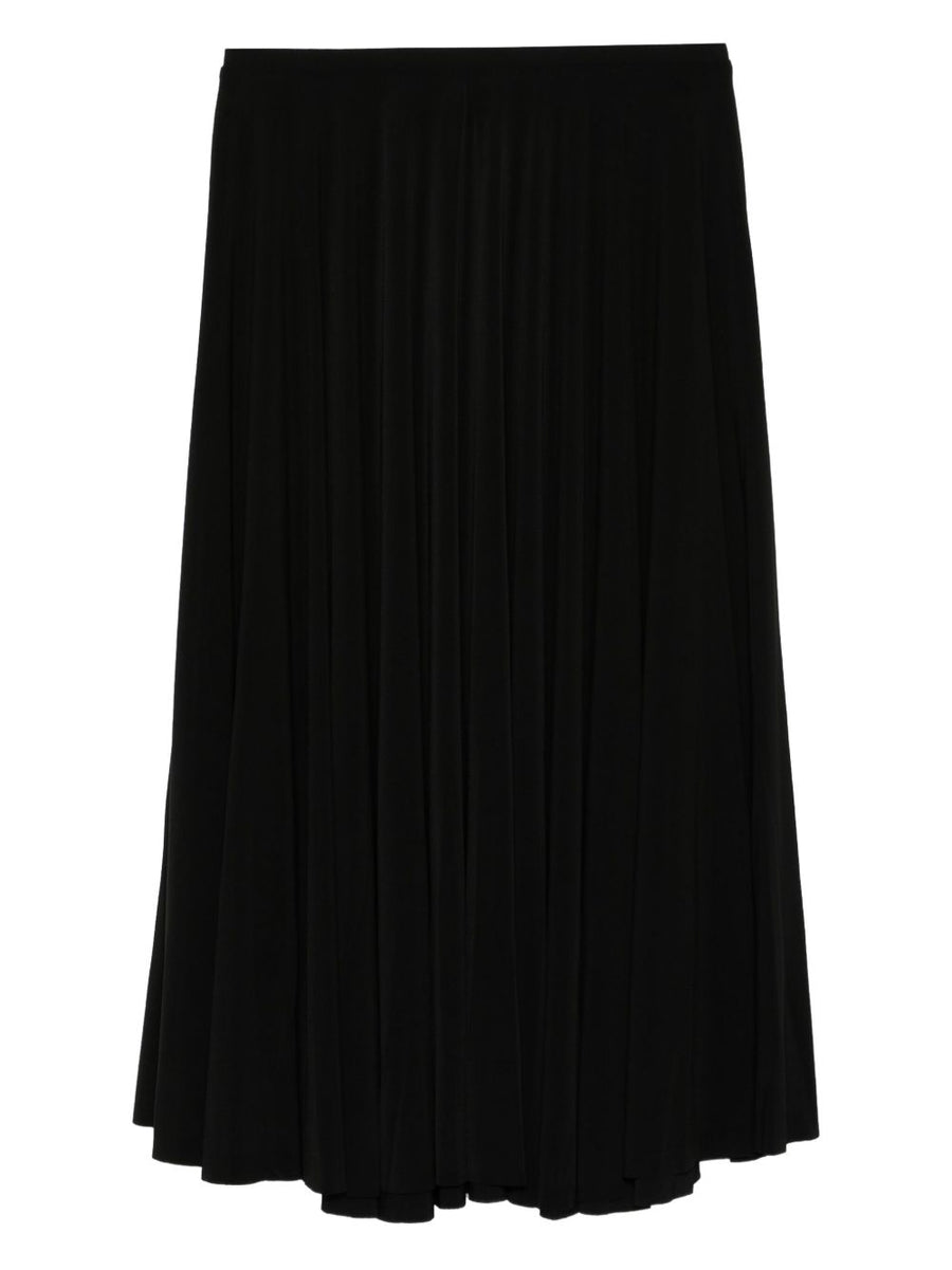 Norma Kamali Pleated Midi Skirt High Waisted Elegant Versatile Black For Women Everyday Wear
