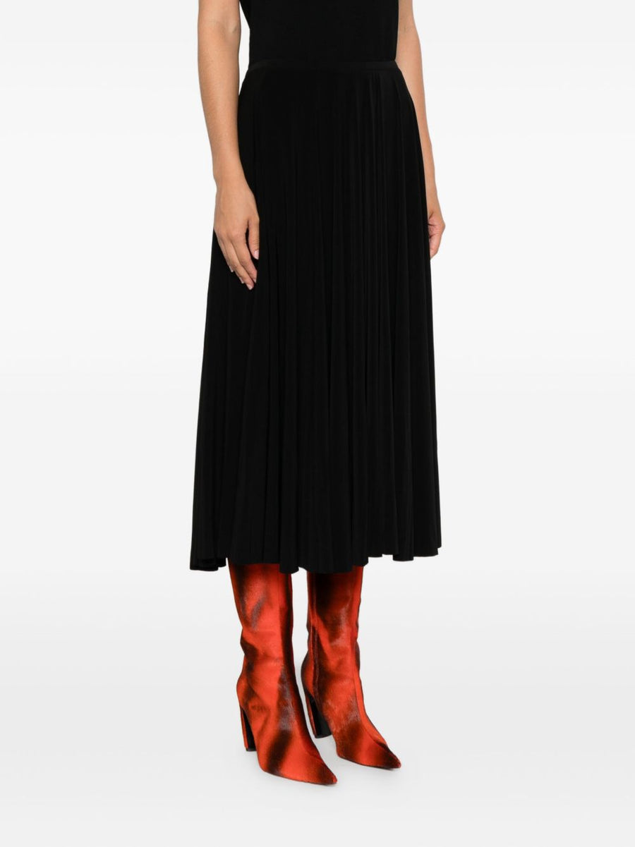 Norma Kamali Pleated Midi Skirt High Waisted Elegant Versatile Black For Women Everyday Wear