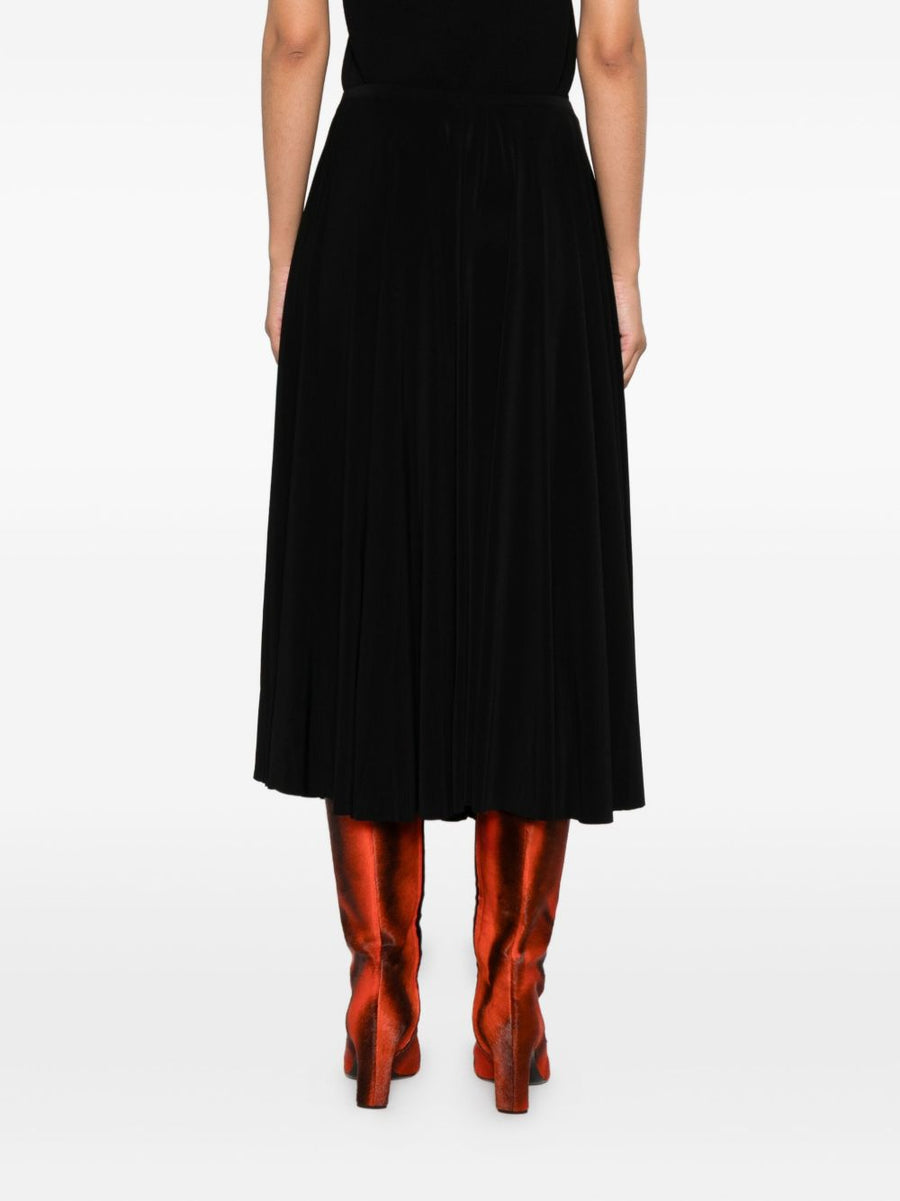 Norma Kamali Pleated Midi Skirt High Waisted Elegant Versatile Black For Women Everyday Wear