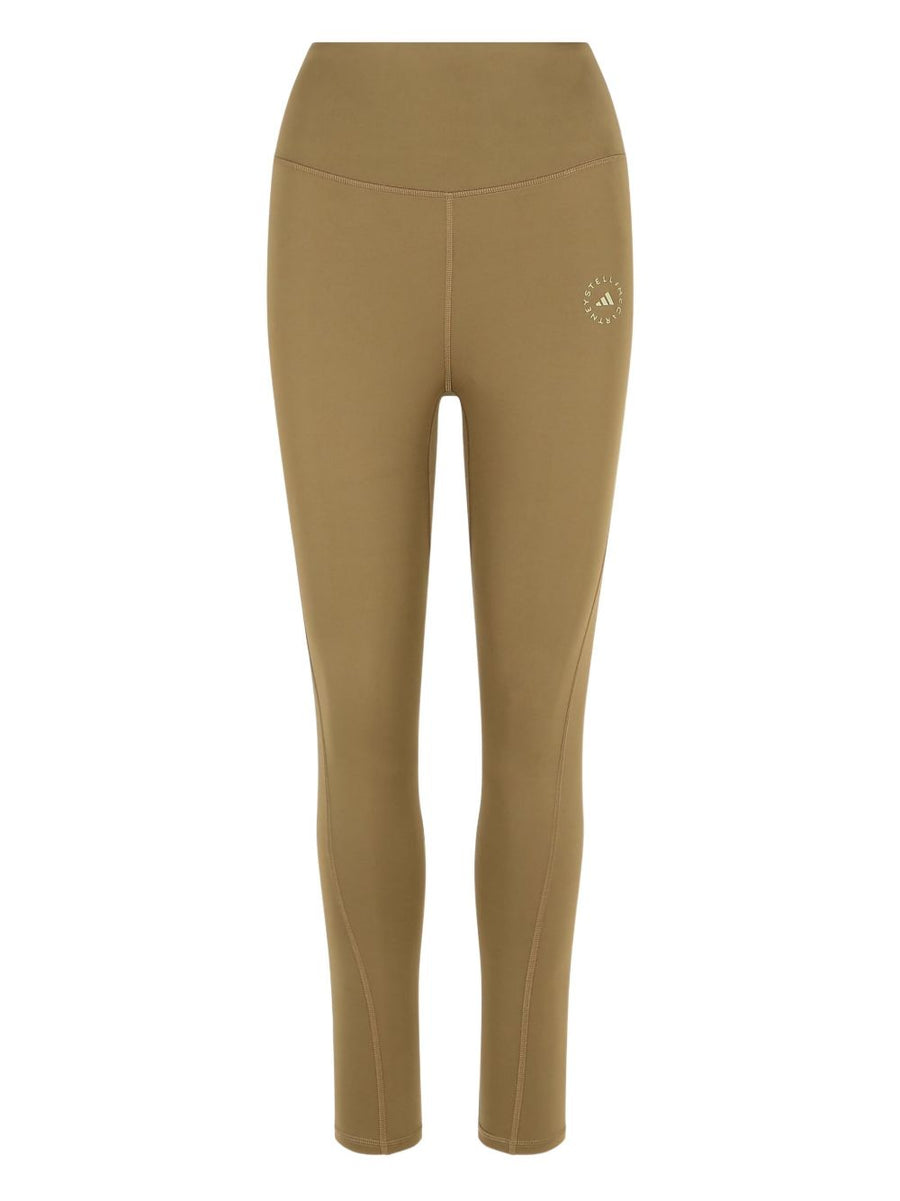 Adidas By Stella McCartney Logo Leggings For Women With High Rise Fit And Front Logo Print In Brown