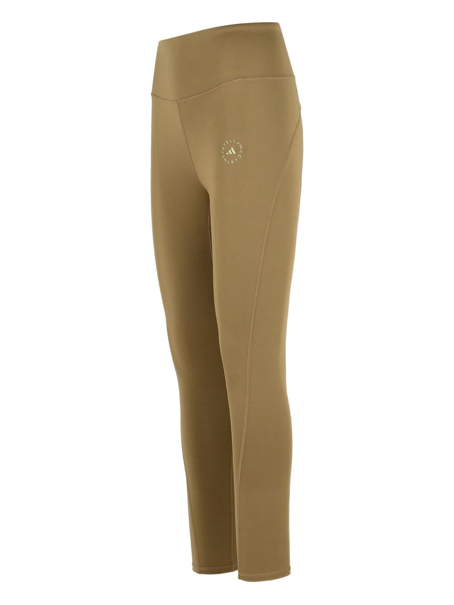 Adidas By Stella McCartney Logo Leggings For Women With High Rise Fit And Front Logo Print In Brown