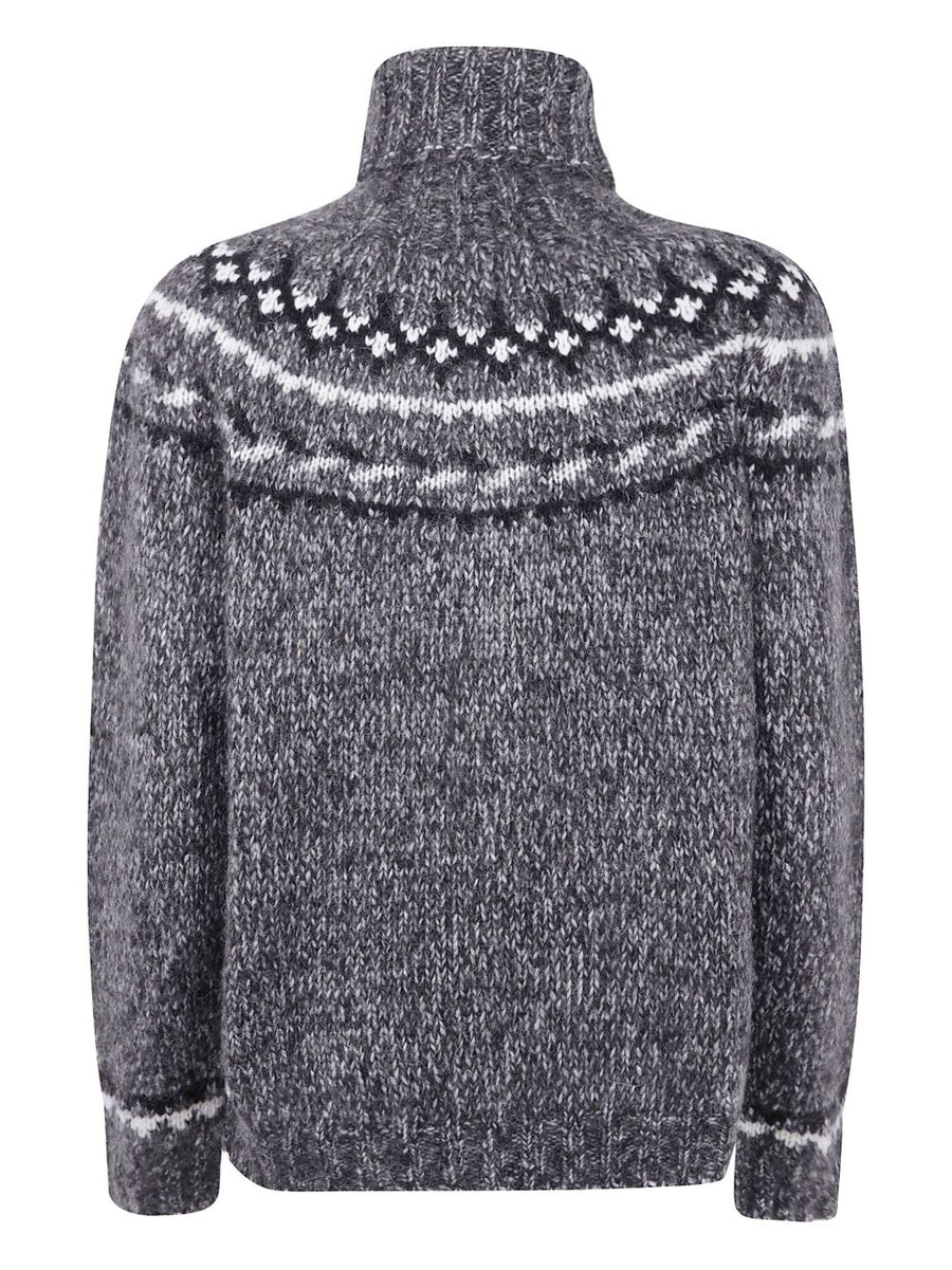 Parosh 100 Percent Alpaca Wool Turtle Neck Jumper For Women Luxurious Warm Fair Isle Knit For Winter Layering