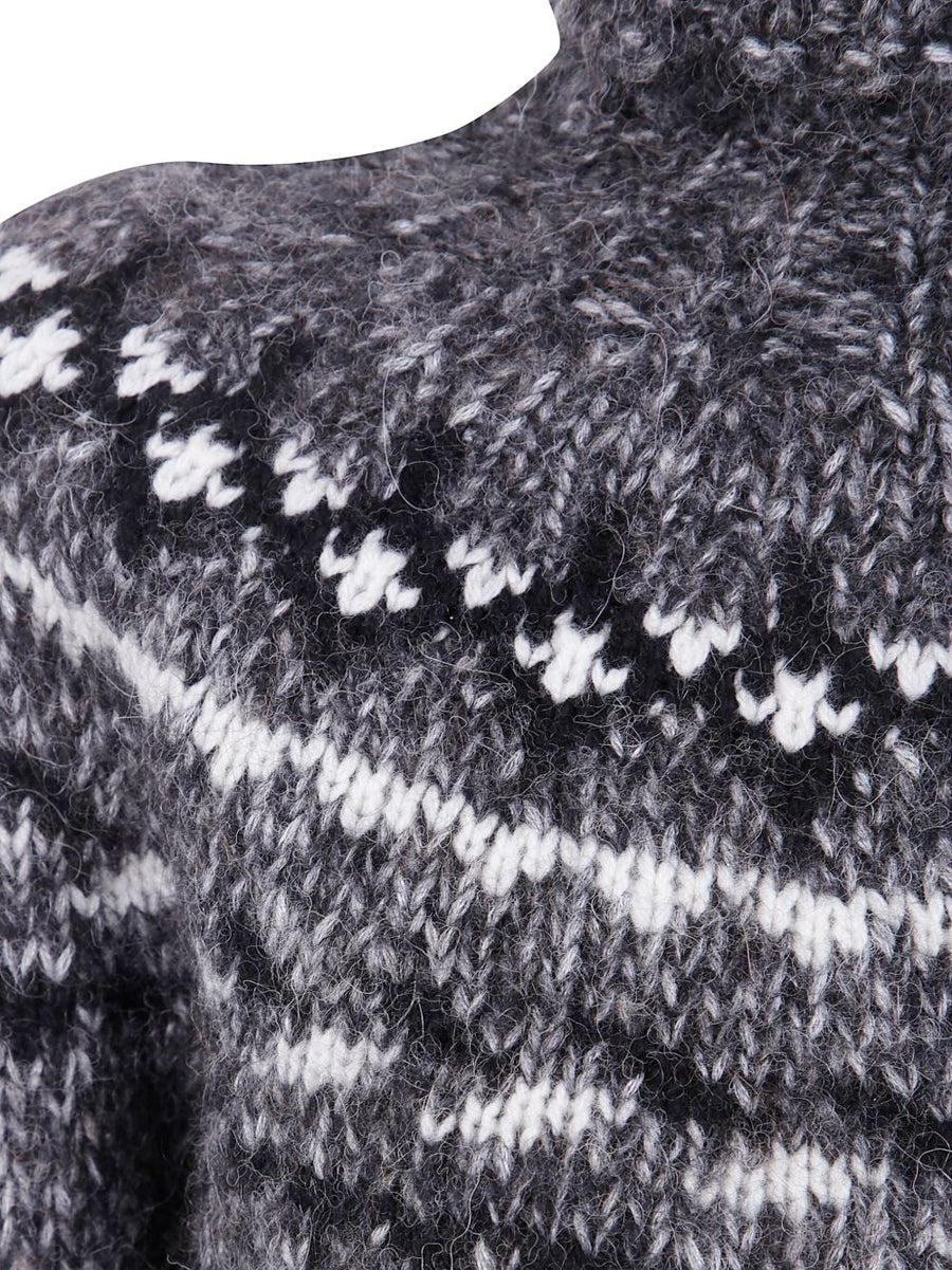 Parosh 100 Percent Alpaca Wool Turtle Neck Jumper For Women Luxurious Warm Fair Isle Knit For Winter Layering