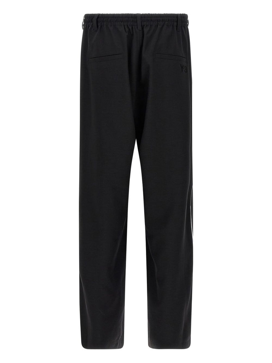 Y-3 Track Pants For Men Black Recycled Polyester With Drawstring Waist And Side Stripes
