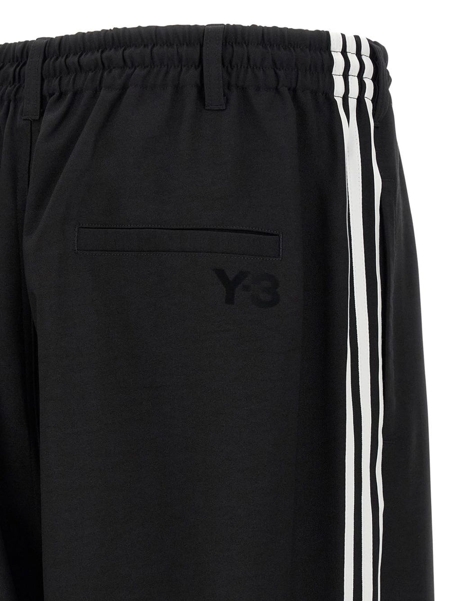 Y-3 Track Pants For Men Black Recycled Polyester With Drawstring Waist And Side Stripes