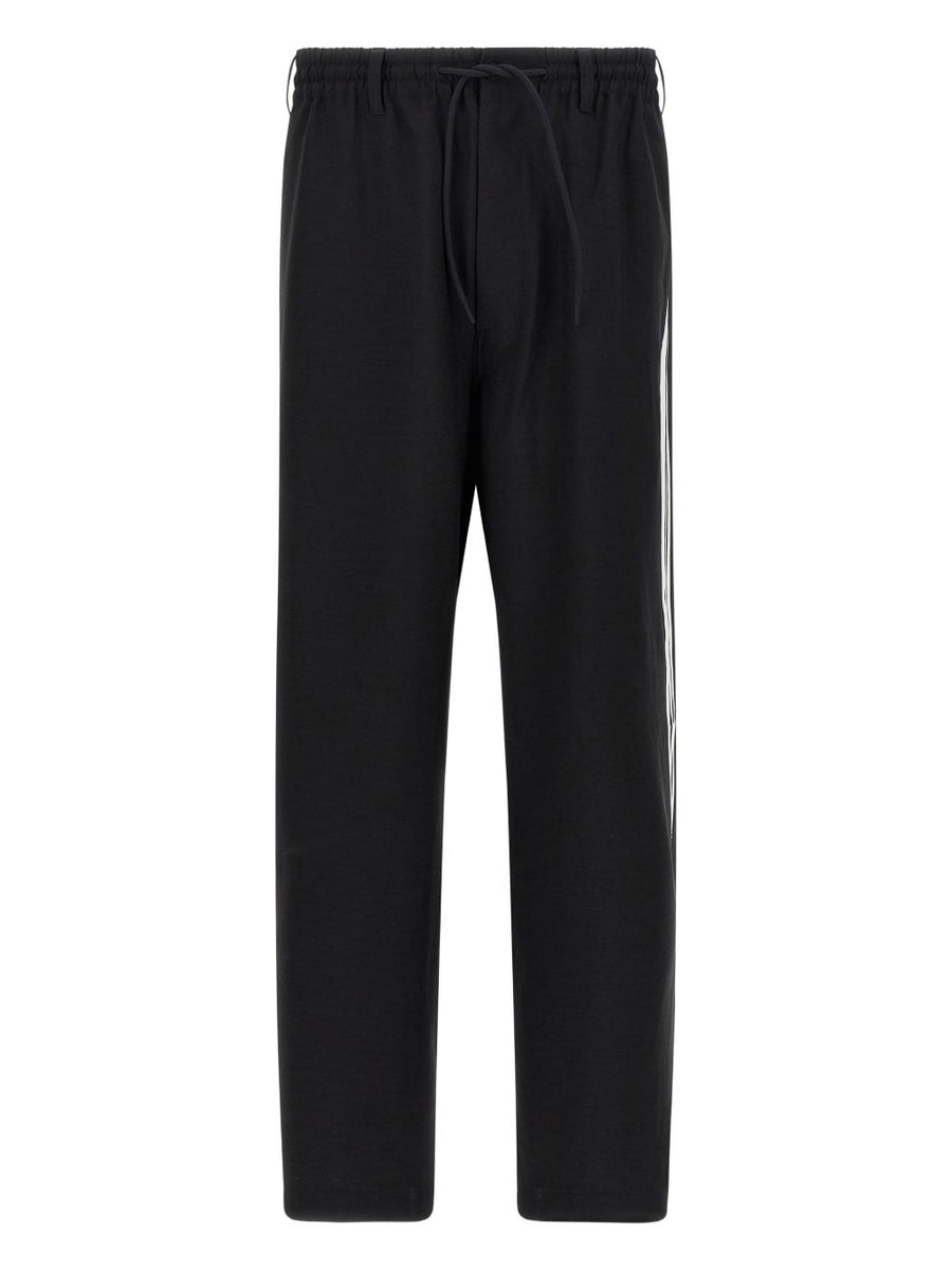Y-3 Track Pants For Men Black Recycled Polyester With Drawstring Waist And Side Stripes