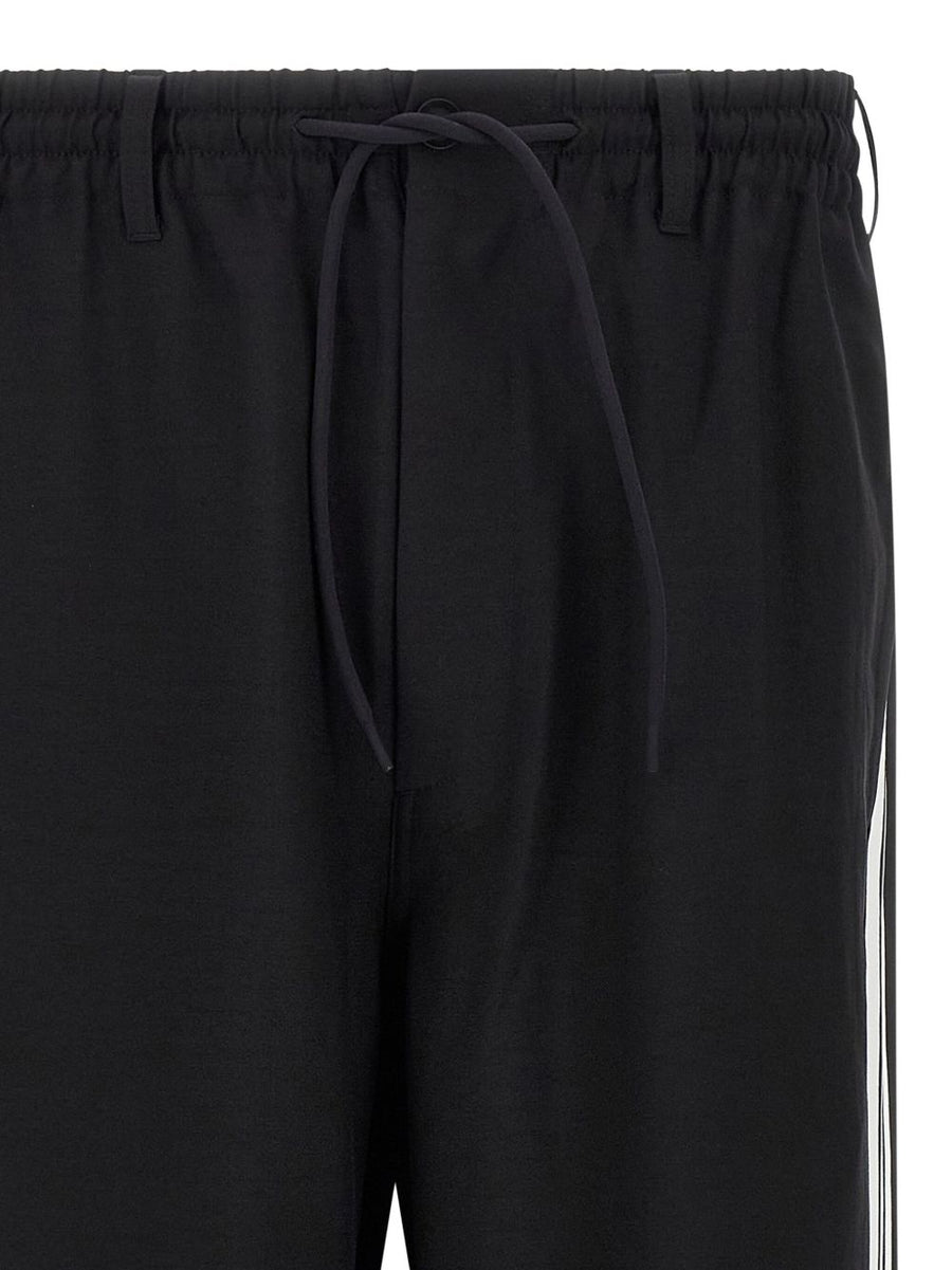 Y-3 Track Pants For Men Black Recycled Polyester With Drawstring Waist And Side Stripes