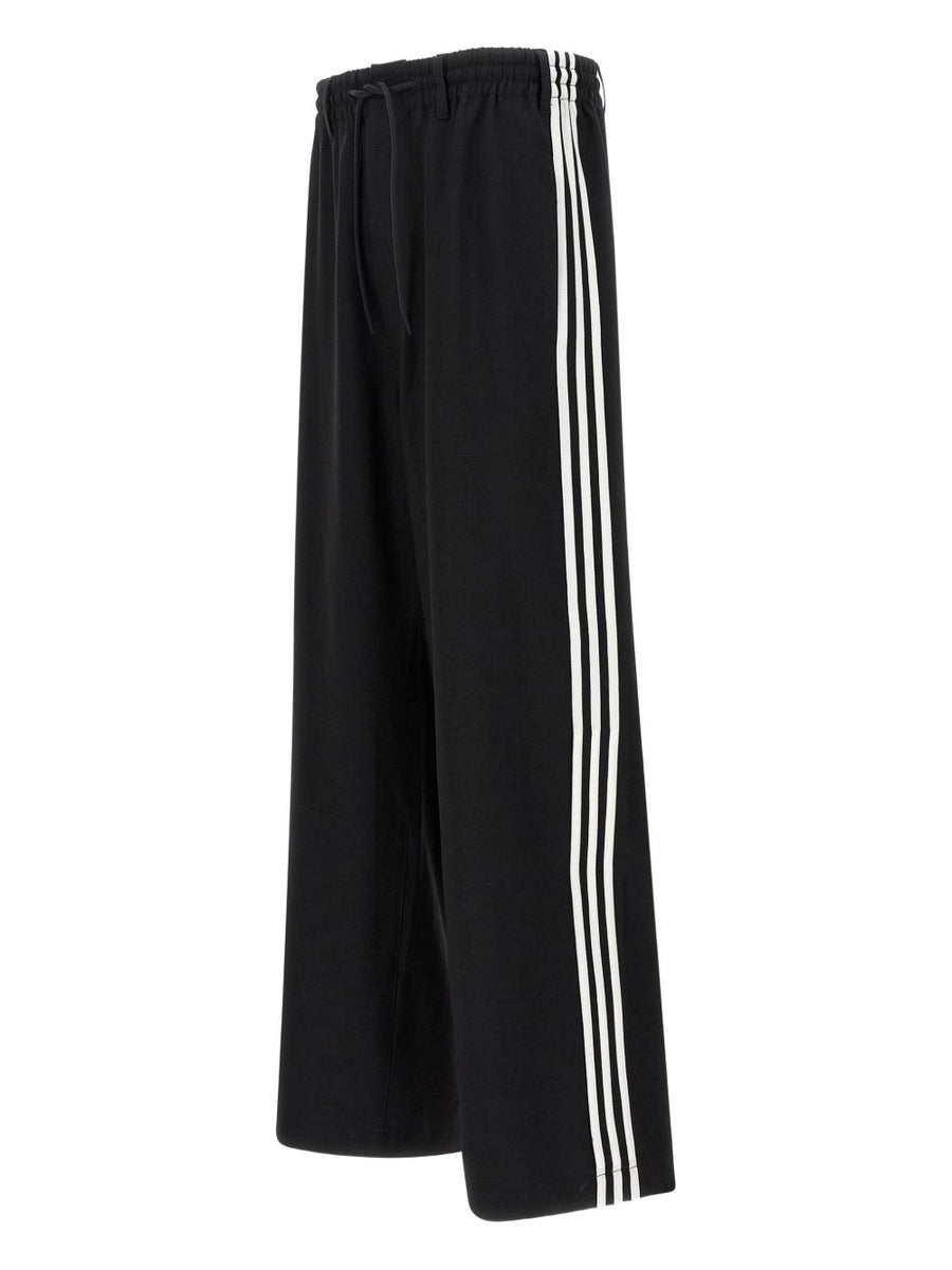 Y-3 Track Pants For Men Black Recycled Polyester With Drawstring Waist And Side Stripes