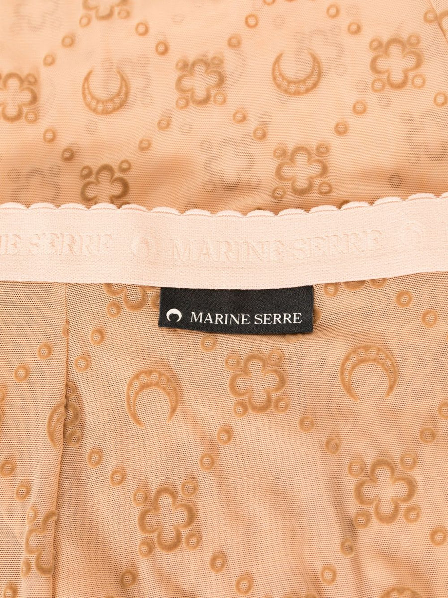 Marine Serre Moonogram Mesh Tights For Women Camel Luxury Footed With Elastic Logo Waistband