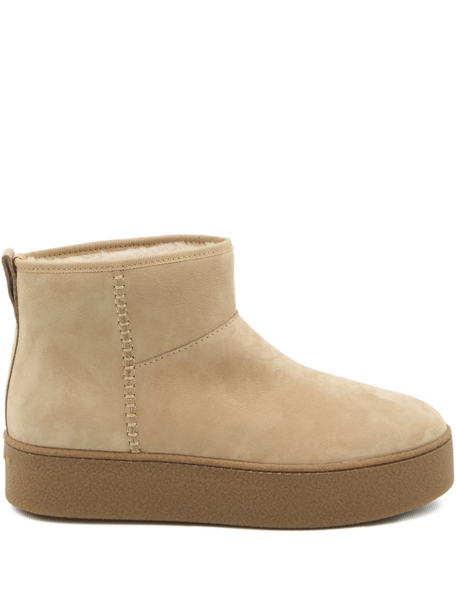 Hogan Beige Suede Ankle Boots For Women With Slip On Comfort And 4cm Platform For Fall Winter