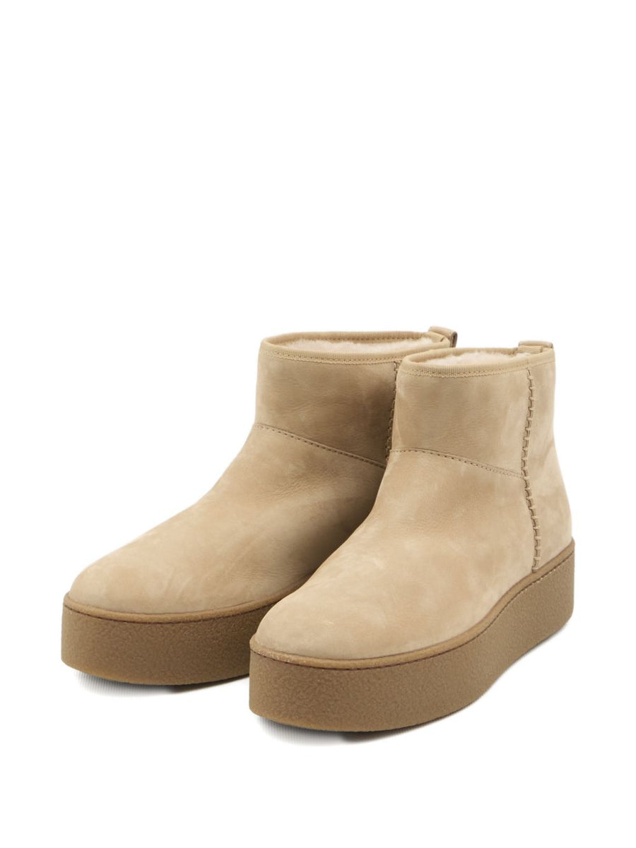 Hogan Beige Suede Ankle Boots For Women With Slip On Comfort And 4cm Platform For Fall Winter