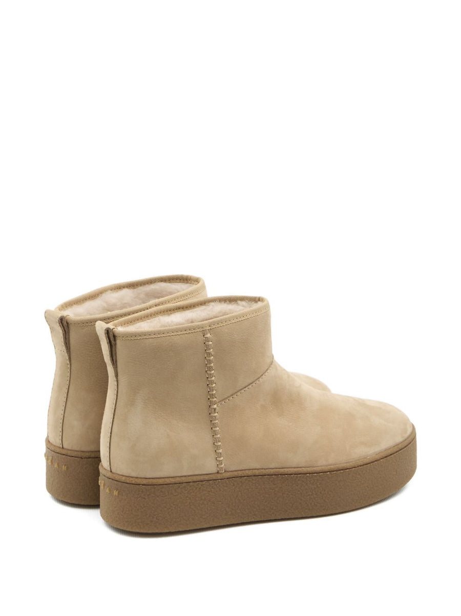 Hogan Beige Suede Ankle Boots For Women With Slip On Comfort And 4cm Platform For Fall Winter