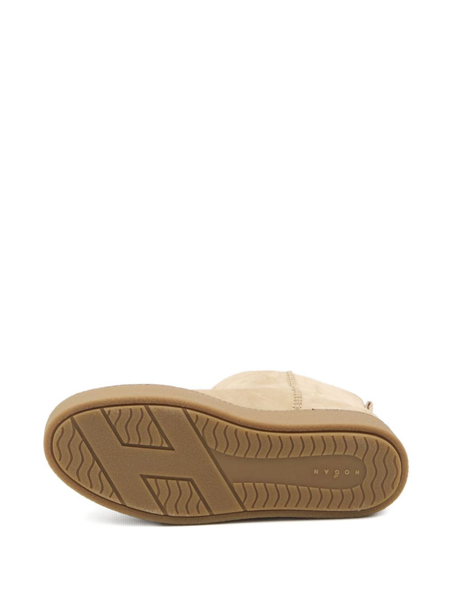 Hogan Beige Suede Ankle Boots For Women With Slip On Comfort And 4cm Platform For Fall Winter