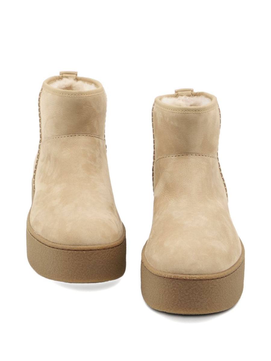 Hogan Beige Suede Ankle Boots For Women With Slip On Comfort And 4cm Platform For Fall Winter