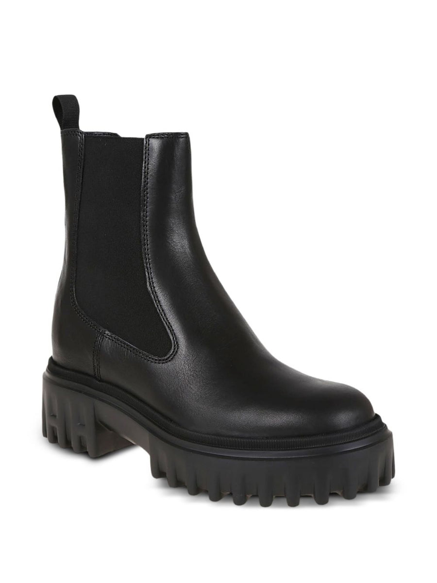 Hogan Pre H700 Black Leather Chelsea Boots For Women With Platform Sole And Premium Calf Leather