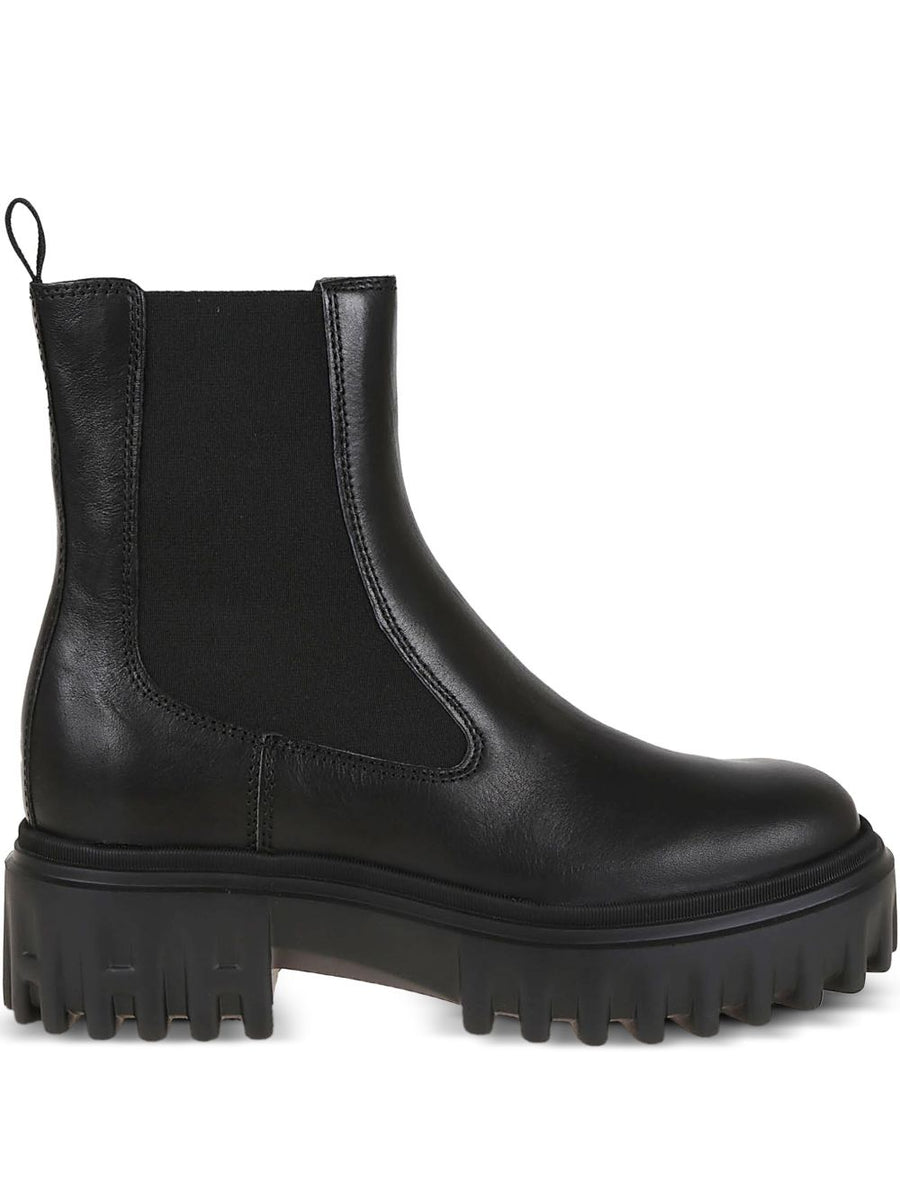 Hogan Pre H700 Black Leather Chelsea Boots For Women With Platform Sole And Premium Calf Leather