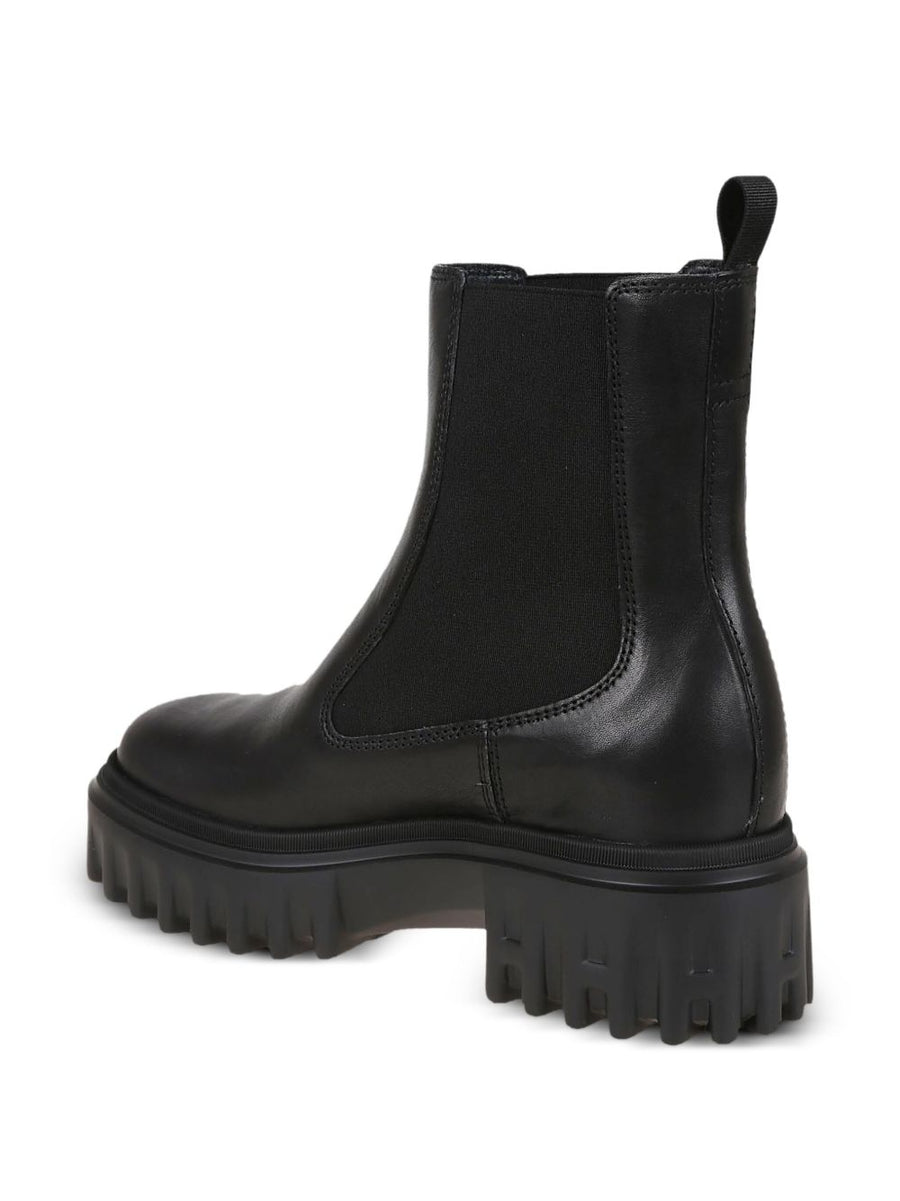 Hogan Pre H700 Black Leather Chelsea Boots For Women With Platform Sole And Premium Calf Leather