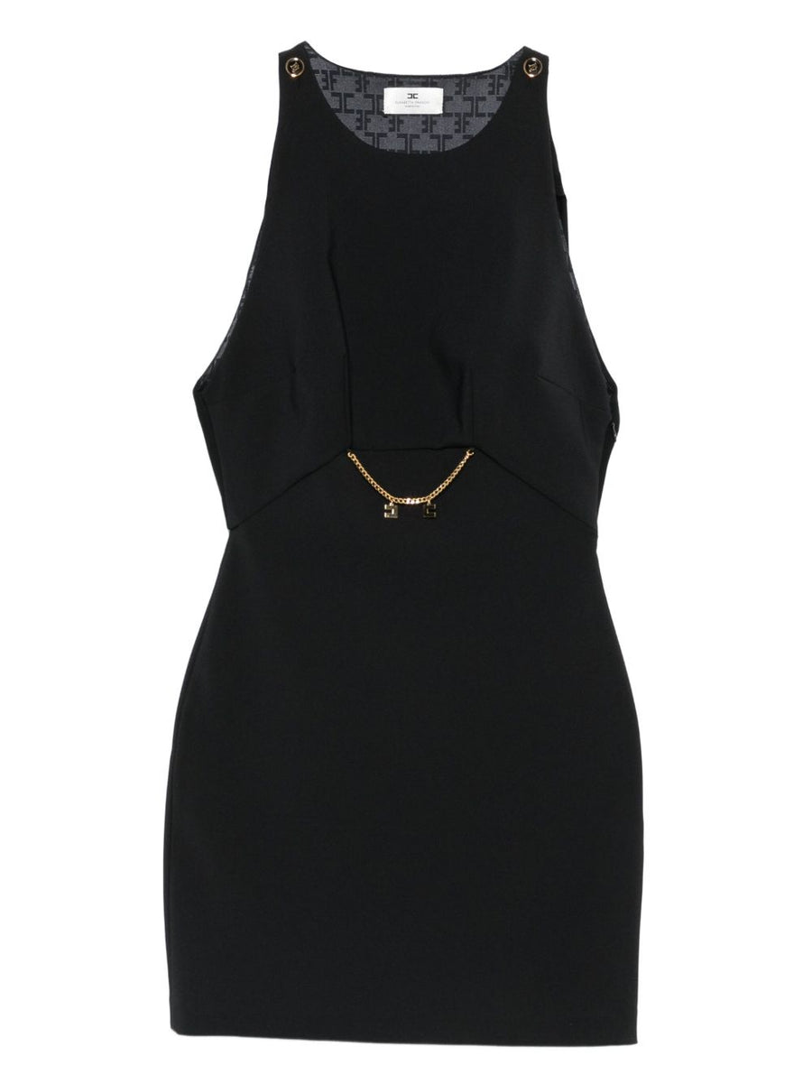 Elisabetta Franchi Mini Dress Black Sleeveless With Sweetheart Neckline For Women Chic Luxury Eveningwear