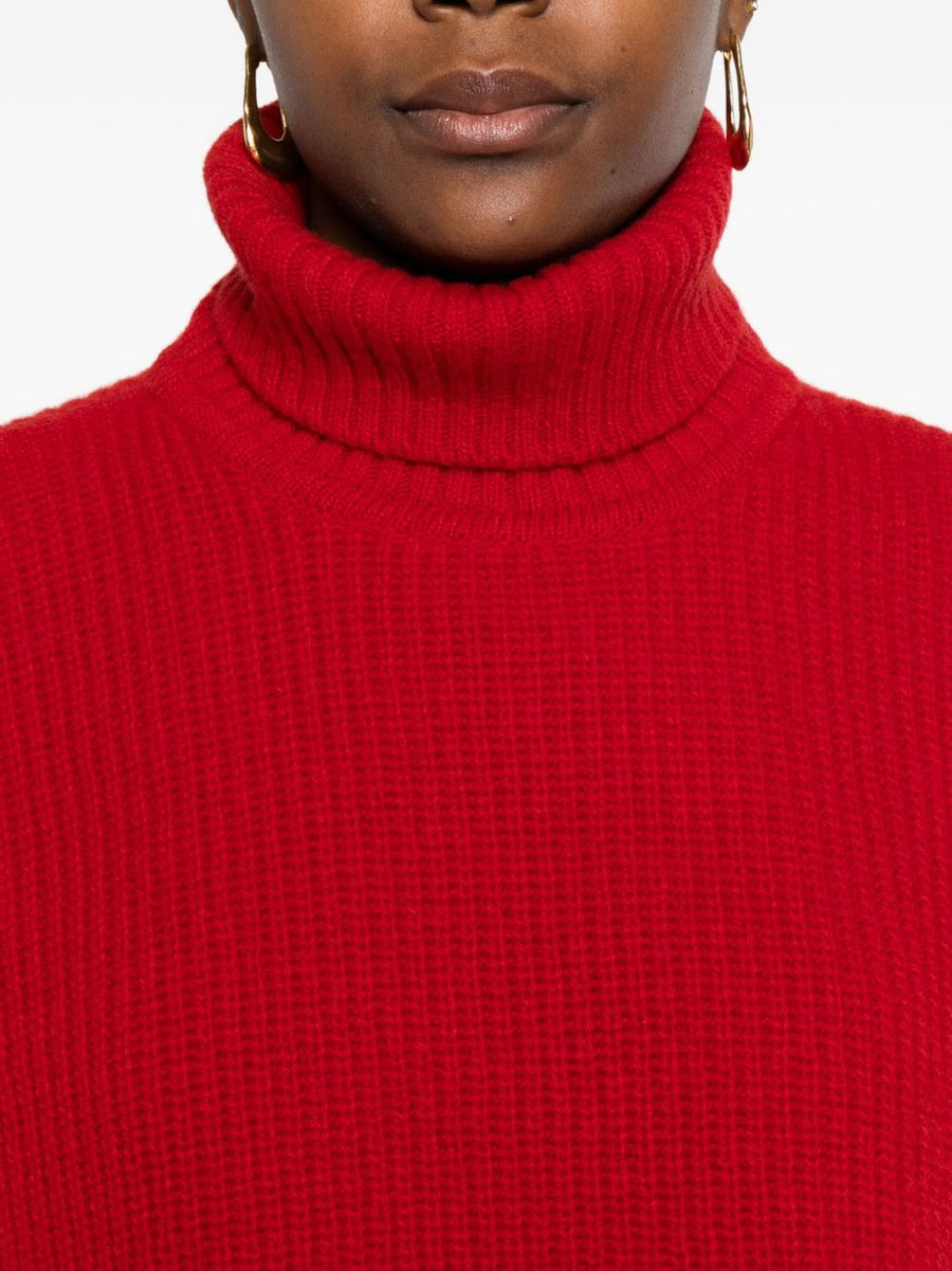 Wool Sleeveless Cropped Turtleneck Top Red Davantino For Women Chic Versatile Layering Piece