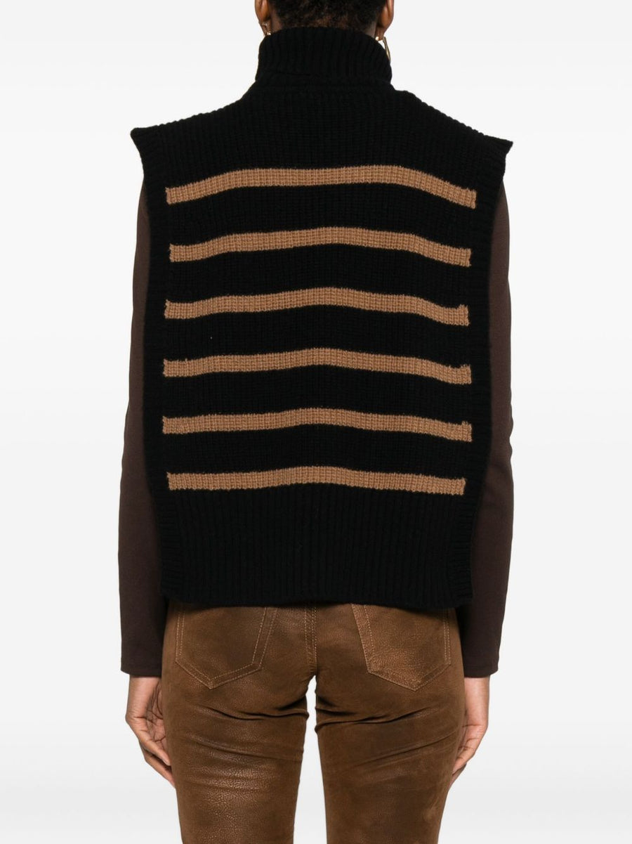 Davantino Wool Turtleneck Sleeveless Top For Women Minimalist Layering Warm Black Knit
