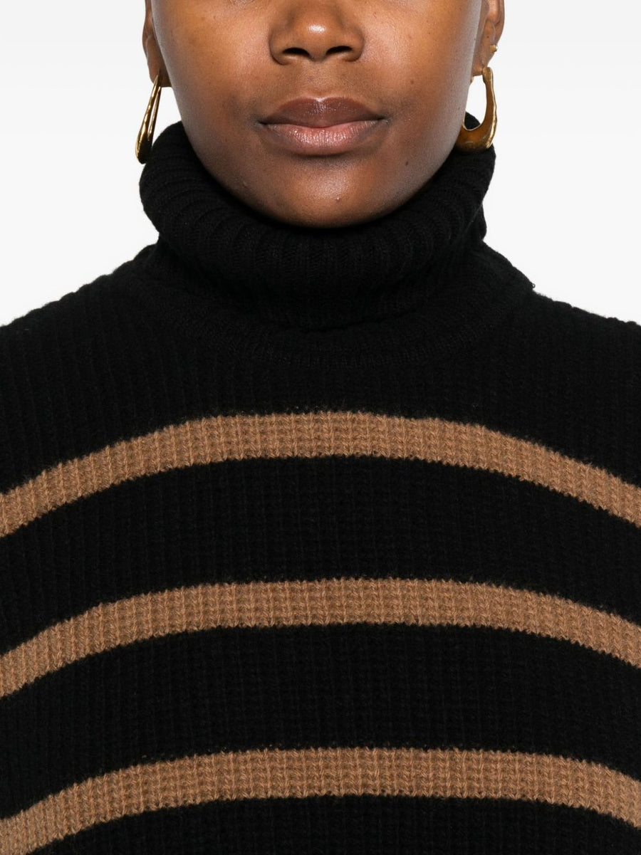 Davantino Wool Turtleneck Sleeveless Top For Women Minimalist Layering Warm Black Knit