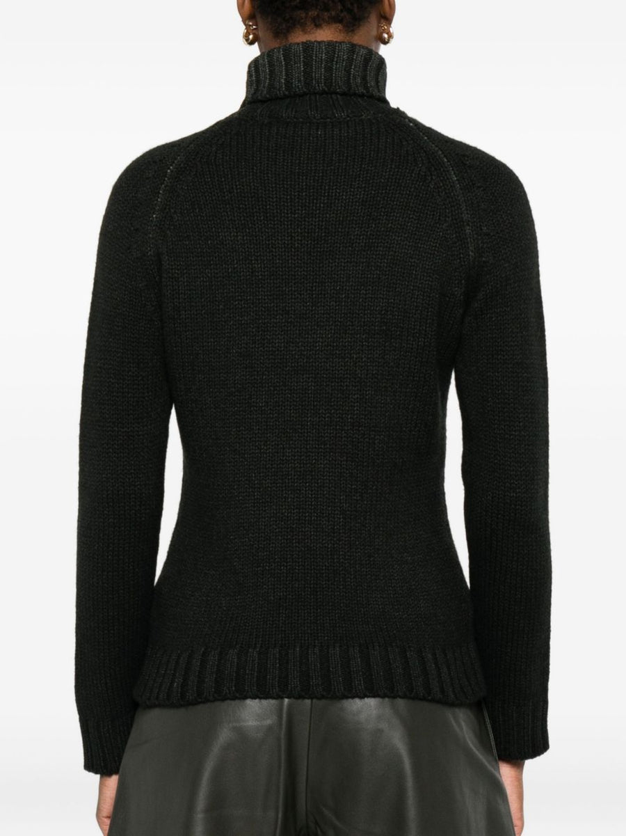 Base Wool Turtleneck Jumper For Women Army Green Warm Ribbed Knit Layering Essential
