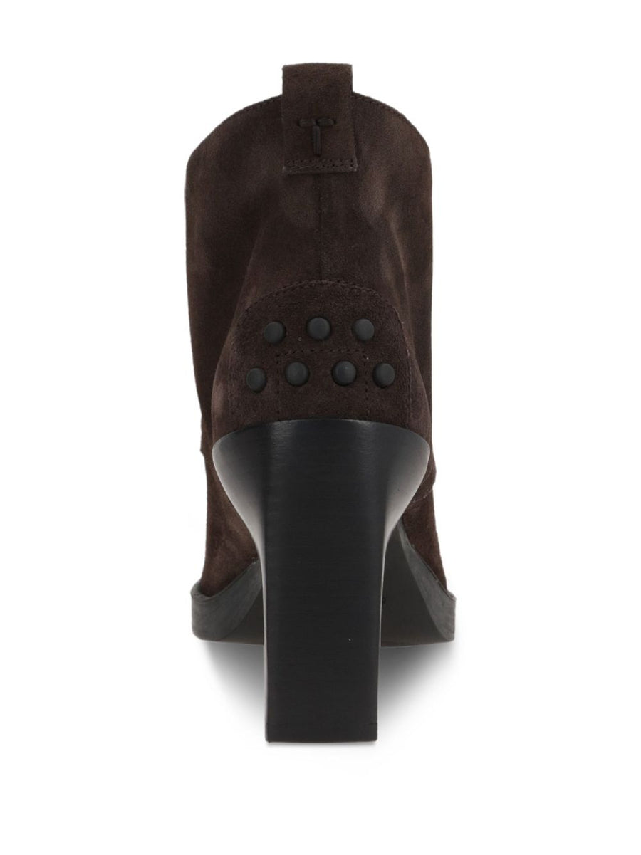 Tod's Suede Lace Up Ankle Boots Women Premium Chocolate Brown 8cm Chunky Heel Wardrobe Staple
