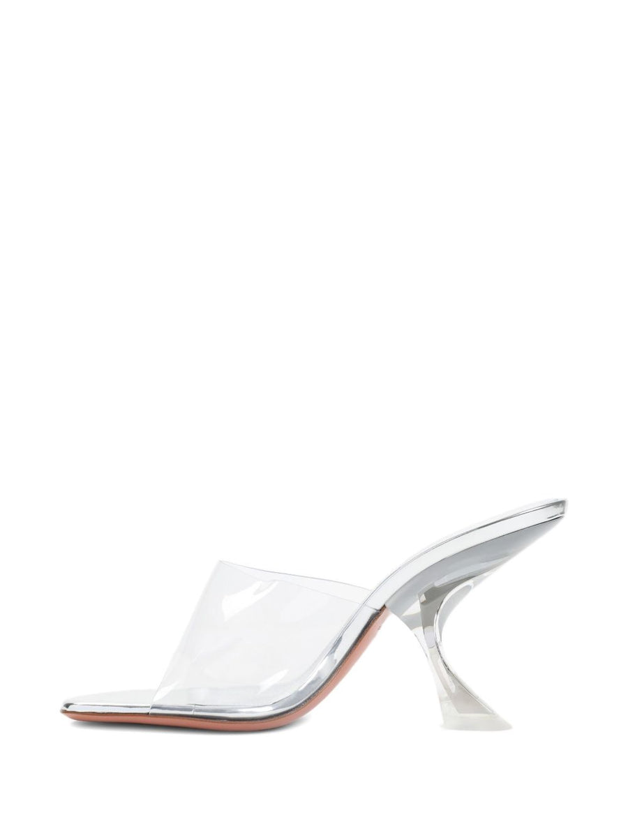 Amina Muaddi Taylor Glass Slipper Sandals For Women With Transparent Toe Accent And 9 Cm Heel In Grey PVC